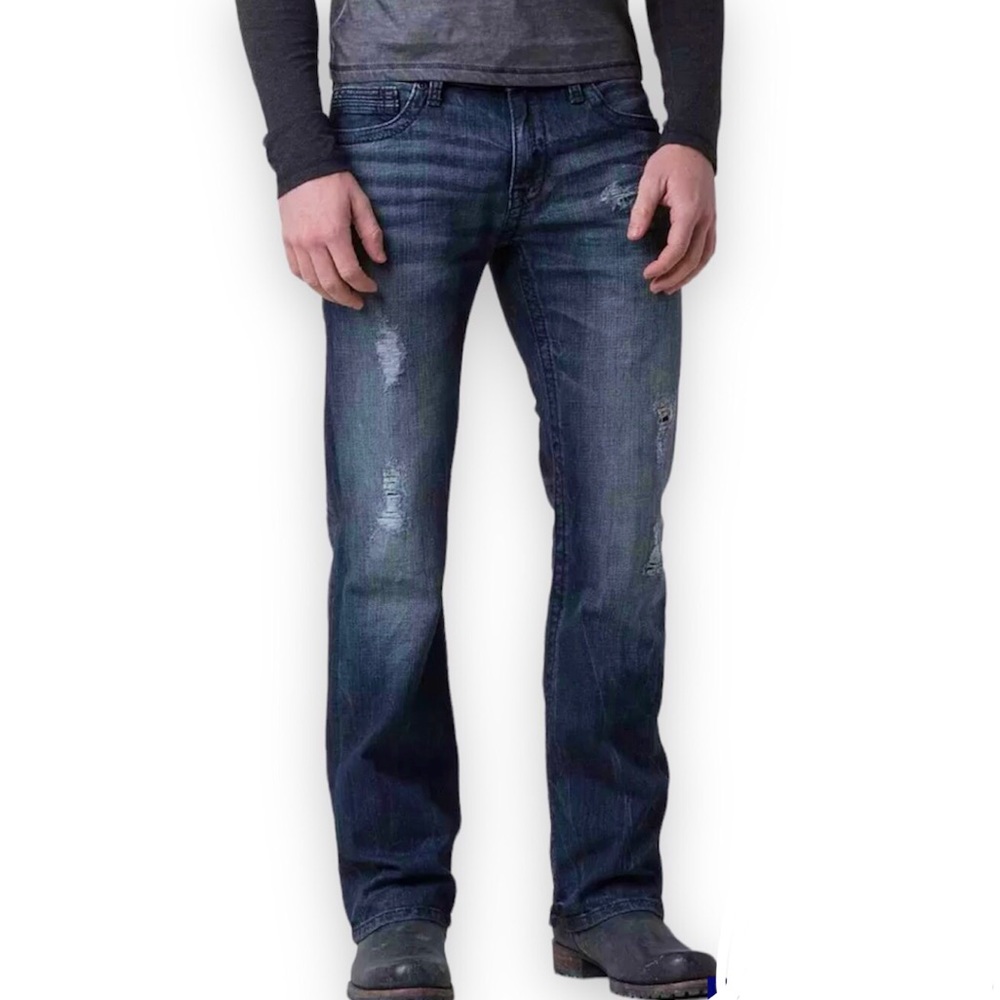 BKE Men's Distressed Dark Blue Jeans